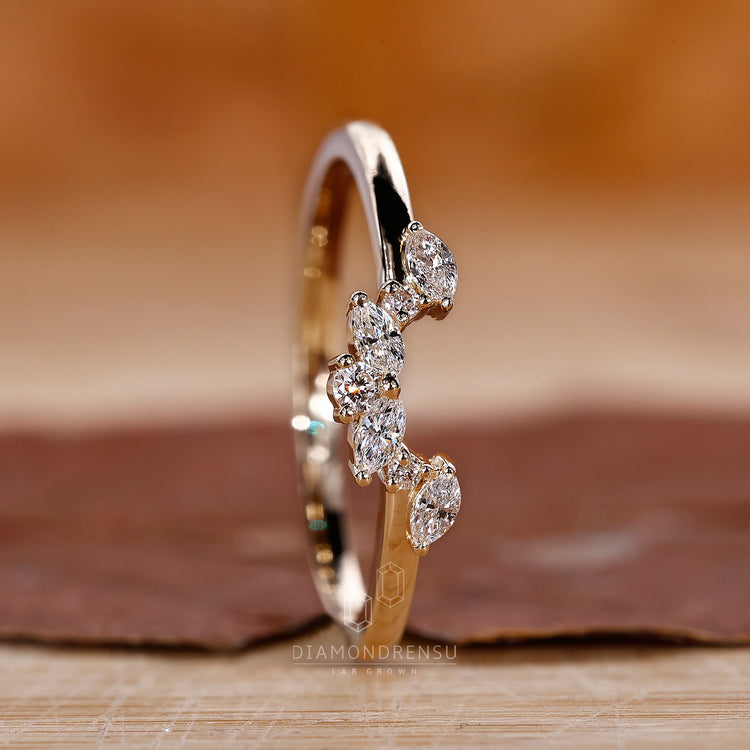 Lab grown diamond wedding band with brilliant shine.