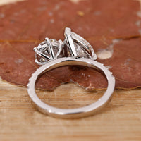Lab Grown Diamond 2 stone engagement ring in handmade jewelry