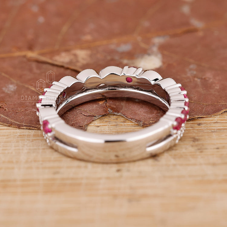 Diamondrensu band with a custom-designed ruby and diamond setting.