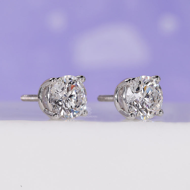 Stud earrings for women designed with screw back diamond earrings for added safety.