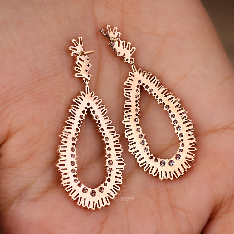 Handmade cluster diamond earrings in drop design