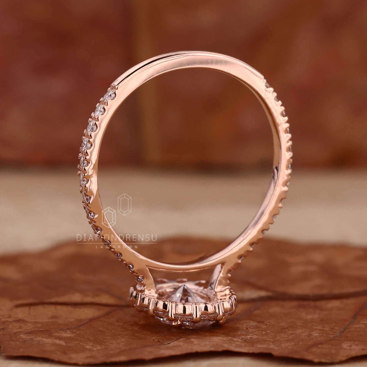 IGI Certified Oval Lab Grown Diamond Halo Engagement Ring for Women