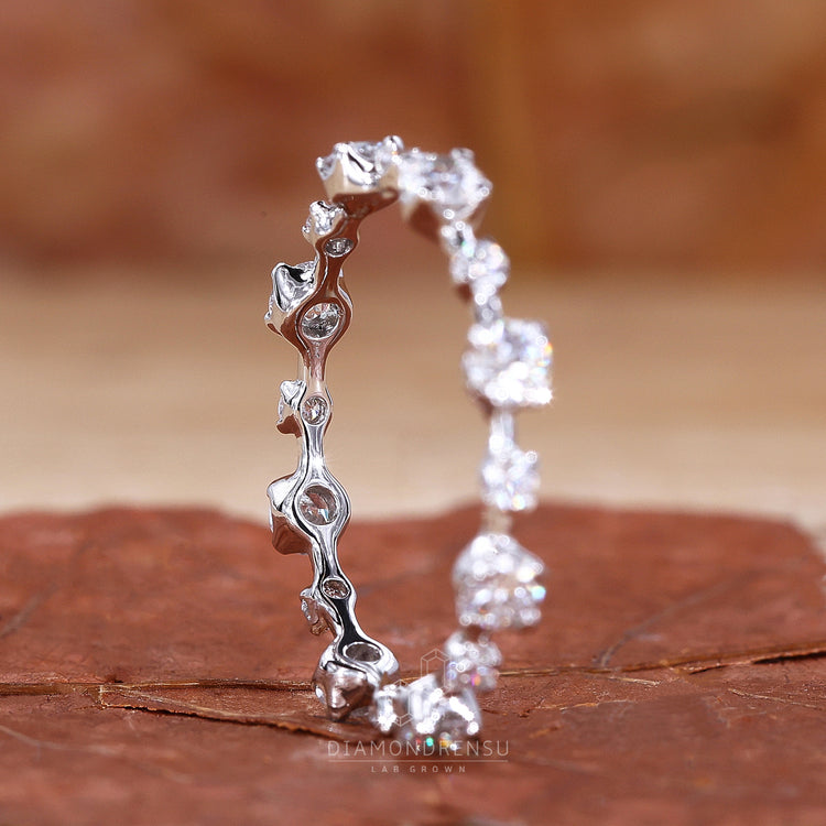 Distance Pave Wedding Band for a modern, elegant touch.