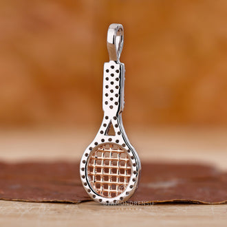 Unique sport pendant with racket charm and Lab Grown Diamond.
