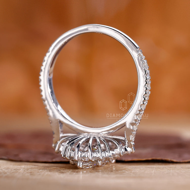 Round diamond engagement ring crafted in high-quality white gold.