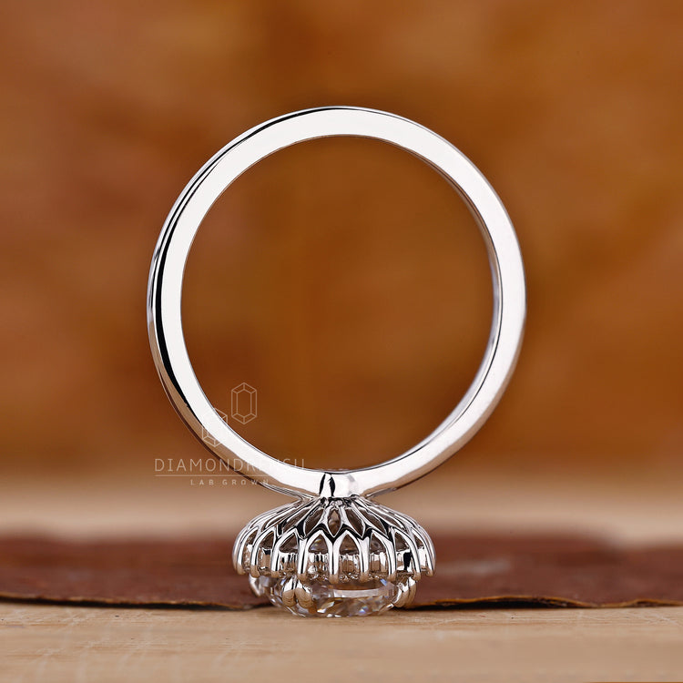 Lab Grown Diamond in a stunning cushion cut halo ring.