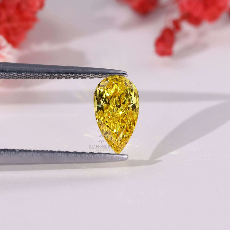 Buy loose lab grown diamonds yellow Pear diamond