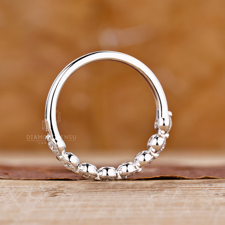 Round half eternity band handmade jewelry shared prong wedding band