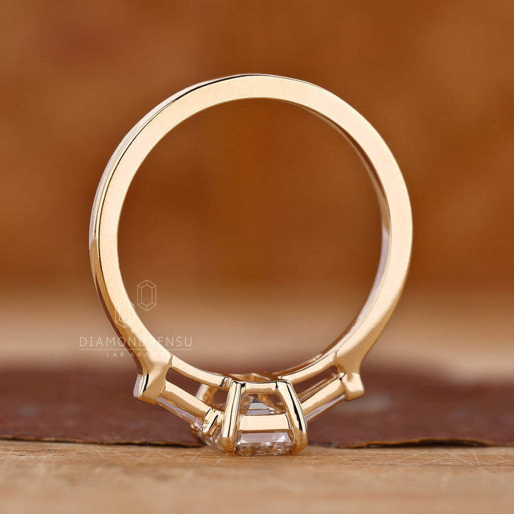 Lab Grown Diamond set in a handcrafted emerald cut ring.