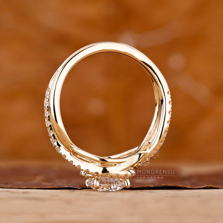 IGI Certified engagement ring with halo diamond design.