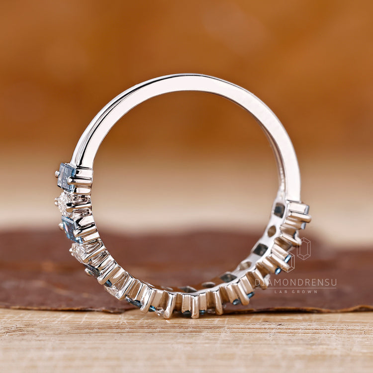 Lab Grown Diamond wedding band in a unique custom design.