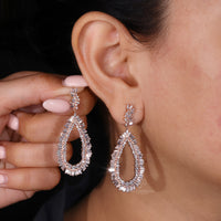 Rose gold cluster earrings with teardrop silhouette