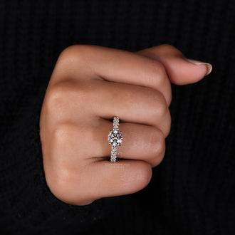 Milgrain Pave Engagement Ring with dazzling diamonds.