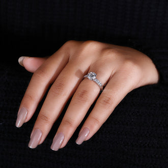 Claw Prongs on the Hidden Halo Diamond Ring for secure elegance.