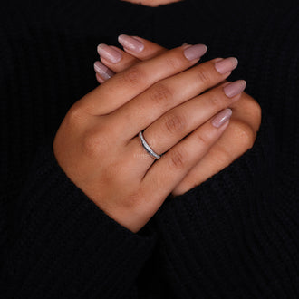 Lab grown wedding band with custom diamond band.