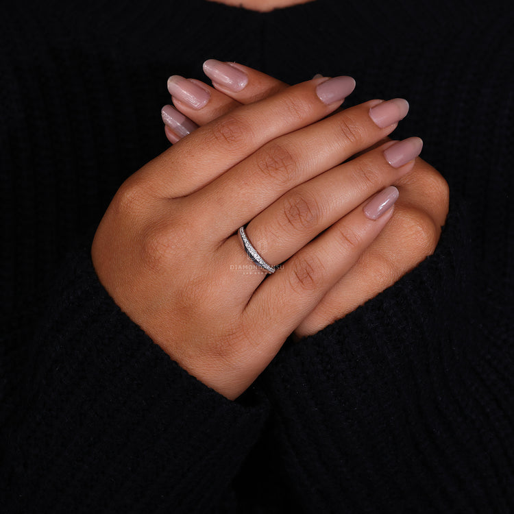 Lab grown wedding band with custom diamond band.