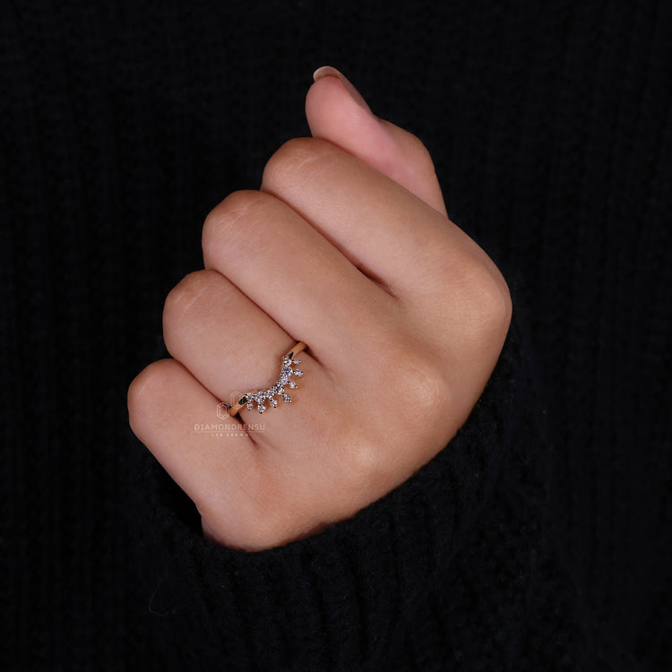 Yellow gold diamond band shining with brilliance.