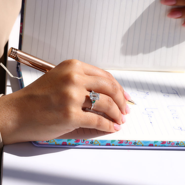 Elegant 3CT Emerald Cut Diamond Ring designed to capture timeless beauty.