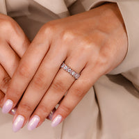 White Gold Wedding Band with a blend of pink and marquise diamonds.