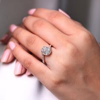 Rose gold diamond ring with handmade finish.