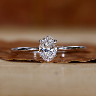 Oval Solitaire Engagement Ring with a classic design.