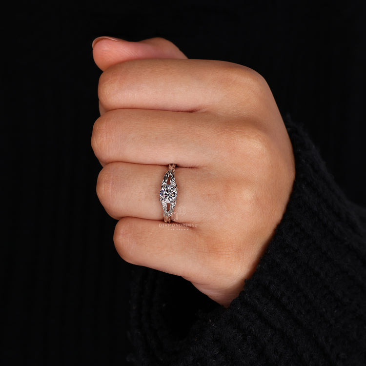 Custom engagement ring, lab grown diamond, IGI certified