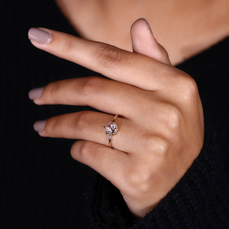 Rose Cut Diamond Ring set in a sleek and modern solitaire style.