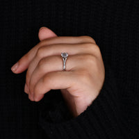 Diamondrensu Engagement Ring, Split Shank Engagement Ring, White Gold Engagement Ring