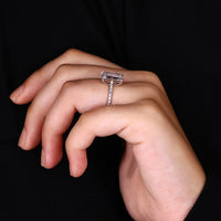 Pave Engagement Ring with brilliant diamonds set in white gold.