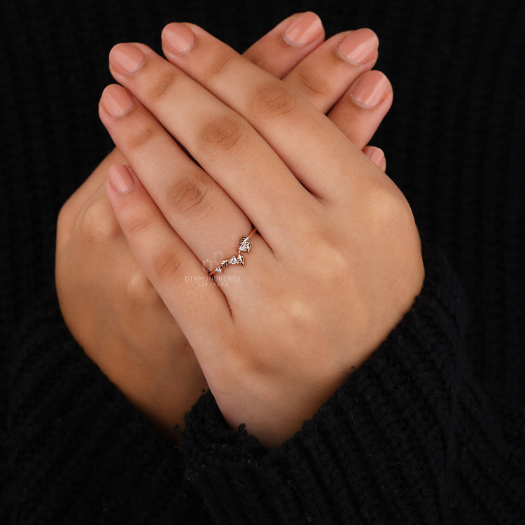 Lab grown diamond wedding band with brilliance.