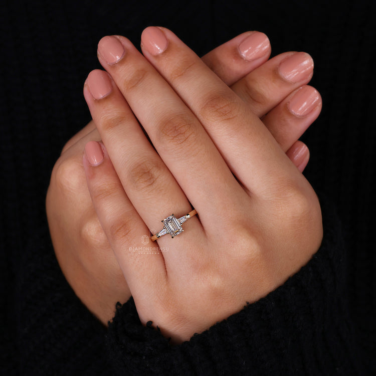 Claw Prong Setting used for a secure and timeless emerald cut ring.