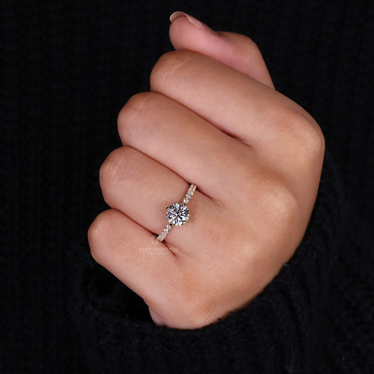 Round Diamond Engagement Ring in a pave setting for extra shine.