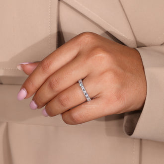 White gold wedding band with a classic finish.