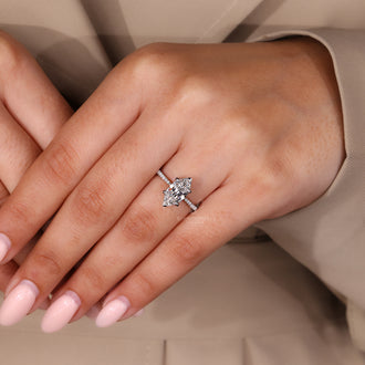 Classic marquise diamond ring with pave setting.