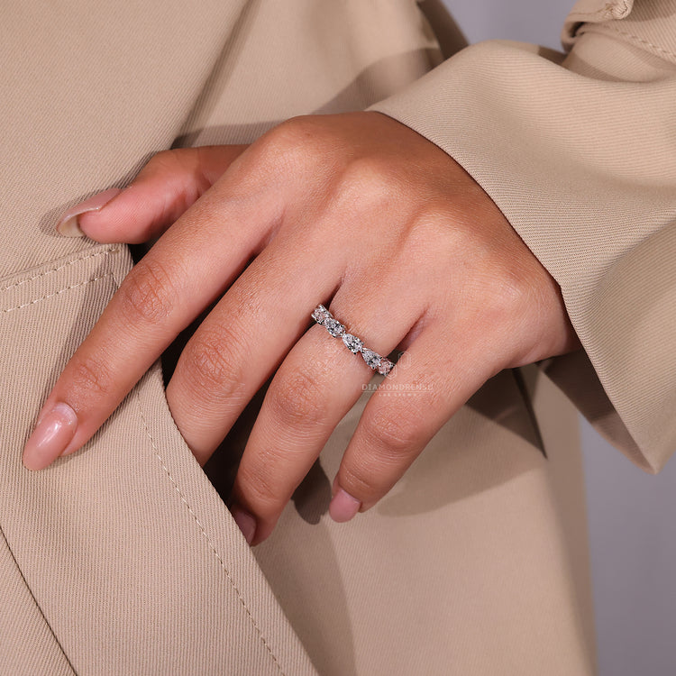 A classic diamond wedding band with a modern touch.