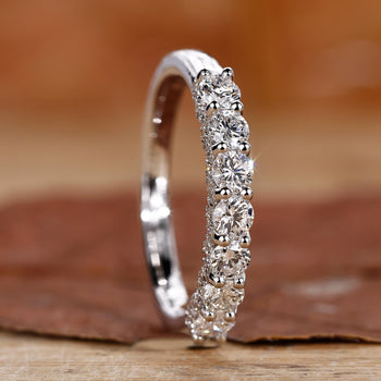 Wedding Band for Round Diamond with secure prong setting.