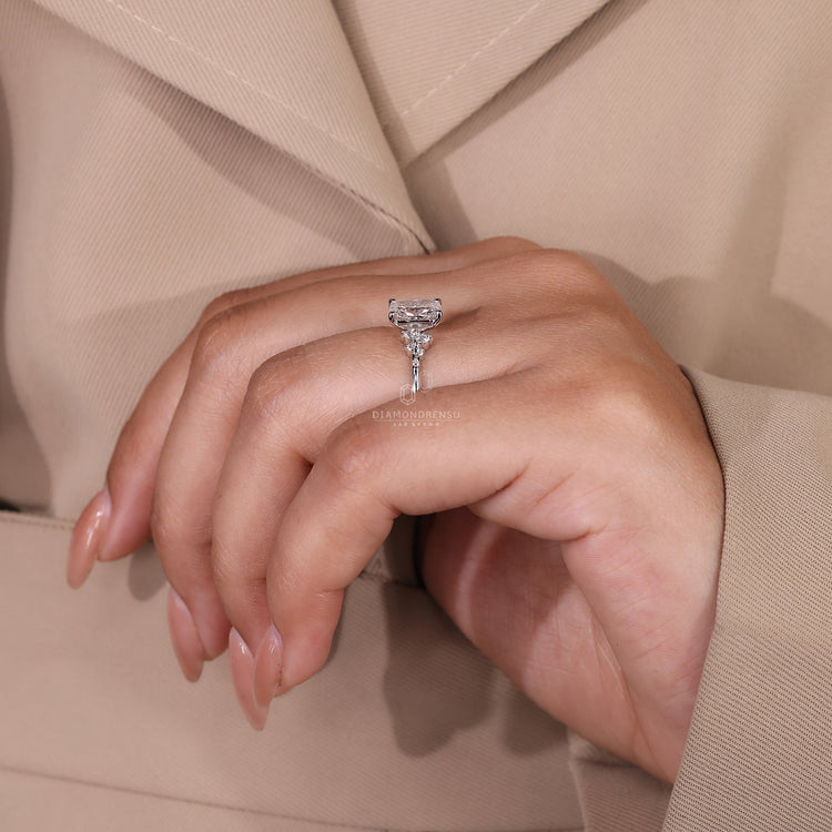 Prong setting ring showcasing a brilliant lab grown diamond for maximum sparkle.