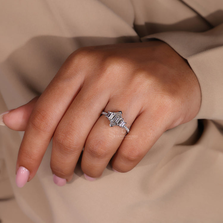Lab-grown diamond engagement ring for a sustainable choice.