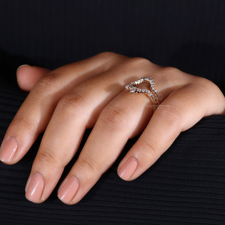 Curved Diamond Wedding Band with exquisite craftsmanship.