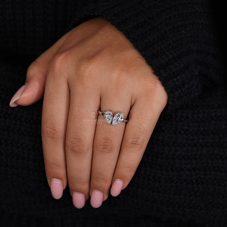 Lab Grown Diamond in a beautifully crafted Toi et Moi engagement ring.