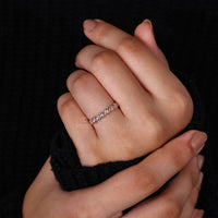 Round diamond wedding band designed for a classic look.