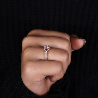 Round Cut Diamond Twisted Pave Engagement Ring