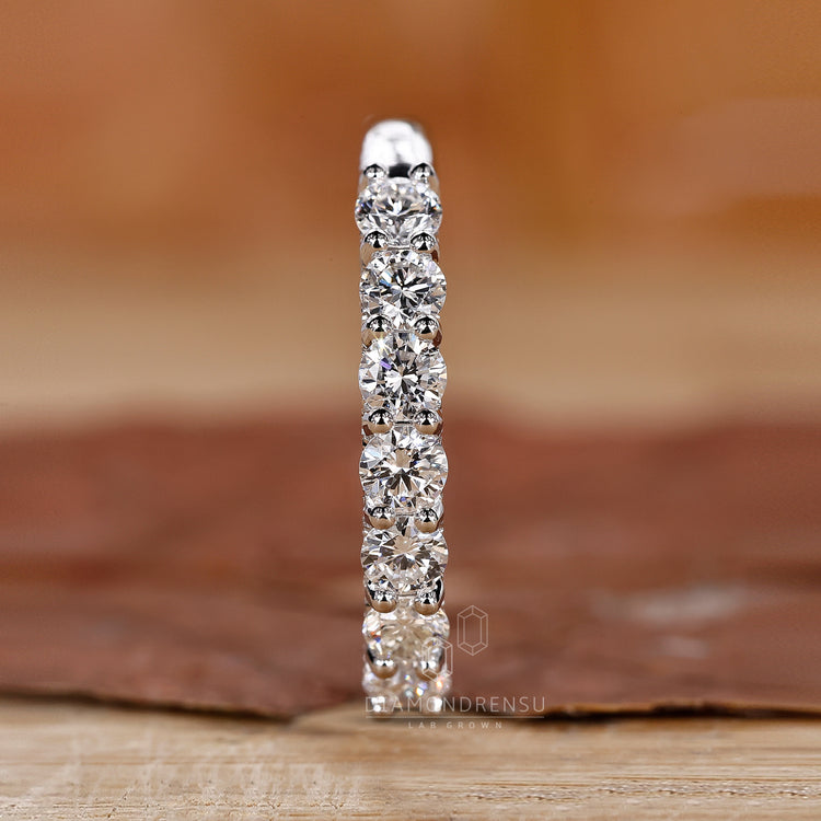 White Gold Diamond Wedding Band with brilliant sparkle.