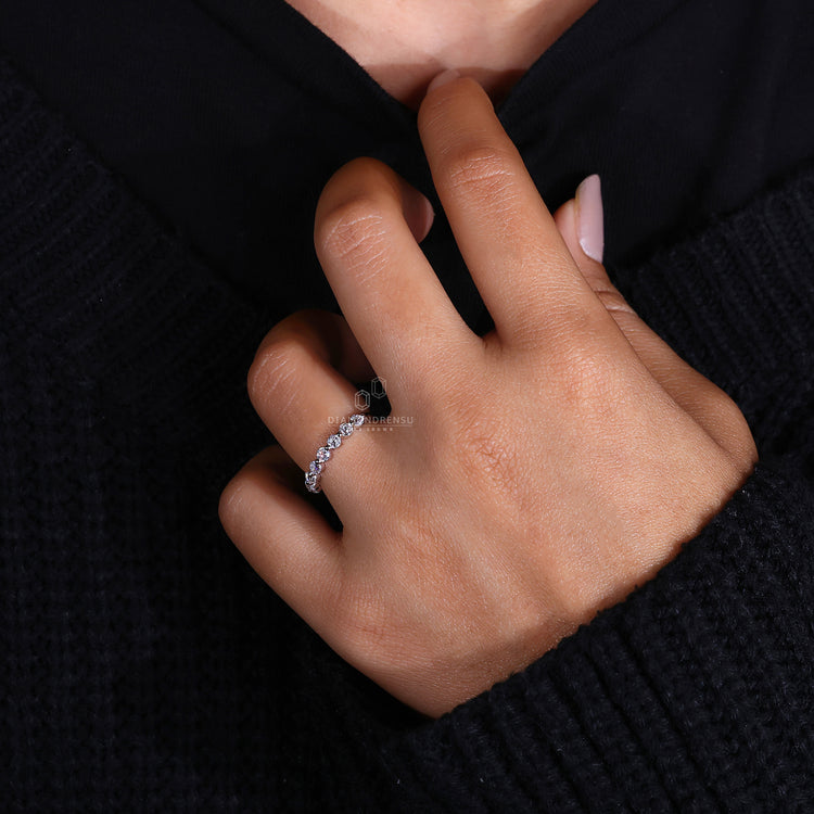 Round Cut Diamond Wedding Band with a classic, sparkling look.