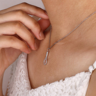 White gold racket charm shape diamond pendant for men.