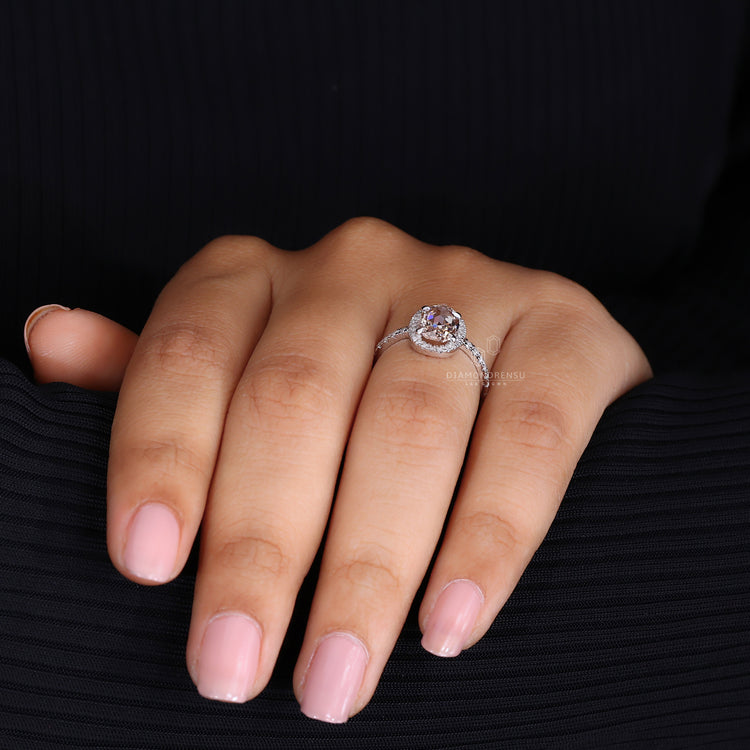 Pave Diamond Ring with intricate detailing on the band.