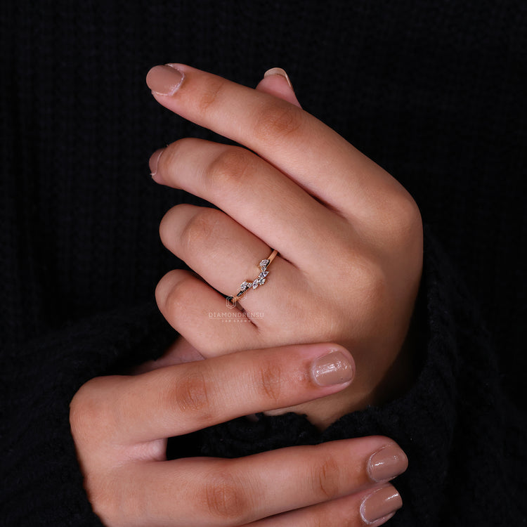 U-shaped wedding band with a smooth curve.