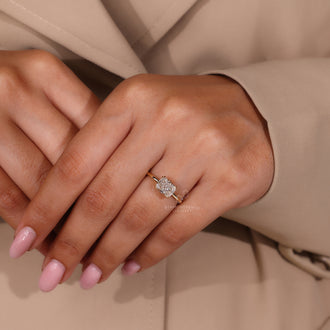 Elongated cushion cut engagement ring IGI certified