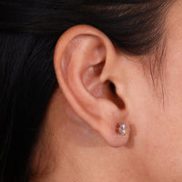 Round stud earring with Lab Grown Diamond for sustainable luxury.
