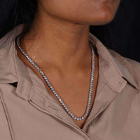 Diamond Tennis Necklace, 4.0 MM Round Lab Grown Diamond Necklace